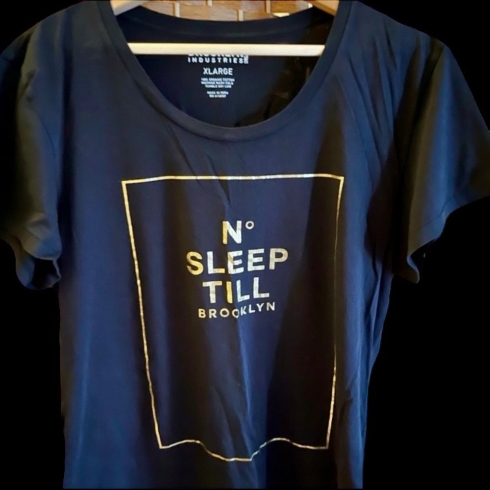 No Sleep Till Brooklyn (CHANEL No. 5 inspired) fun black and gold tee shirt 👚